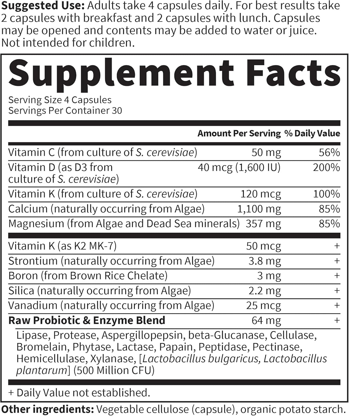 Garden of Life Raw Calcium Supplement for Women and Men - Vitamin Code Made from Whole Foods with Magnesium, K2, Vitamin D3 and Vitamin C plus Probiotics for Digestion, 120 Capsules