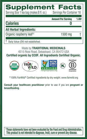 Traditional Medicinals Organic Raspberry Leaf Herbal Tea, Eases Menstrual Cramps & Supports Healthy Pregnancy