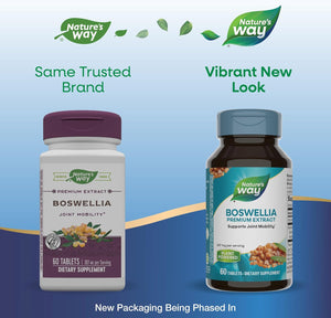 Nature's Way Boswellia Premium Extract, Supports Joint Mobility*, 307 mg Boswellia serrata Extract per Serving, Frankincense Supplement, Gluten Free & Vegan - 60 Tablets
