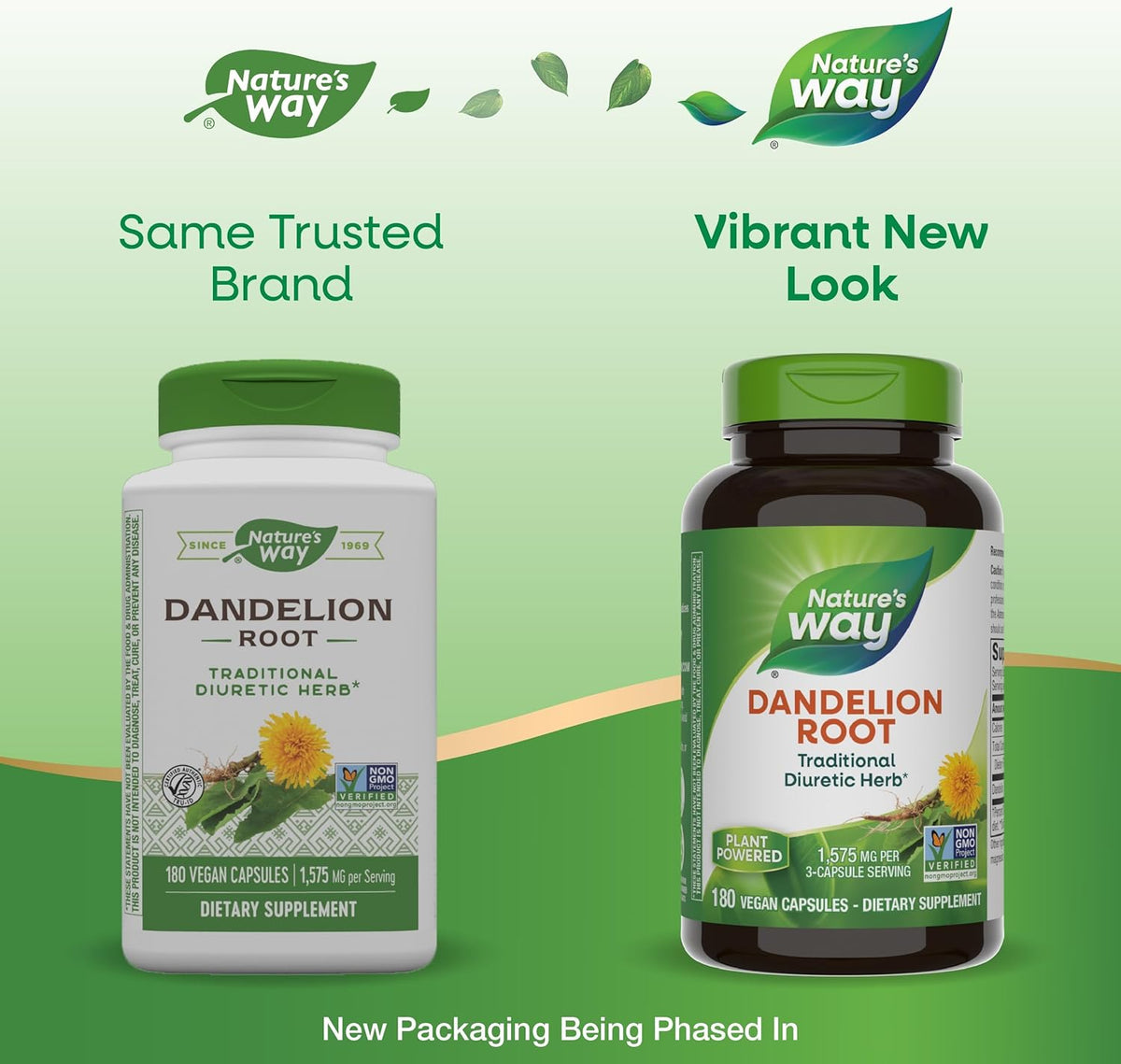 Nature's Way Dandelion Root, Traditional Diuretic Herb*, Traditionally used to Soothe Digestive Upset*, Vegan, 180 Capsules