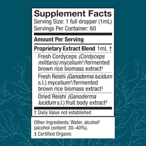 Host Defense CordyChi Extract - Energy & Immune Support Supplement - Cordyceps & Reishi Mushroom Supplement for Relaxation & Respiratory Support - Aids Against Tiredness - 2 fl oz