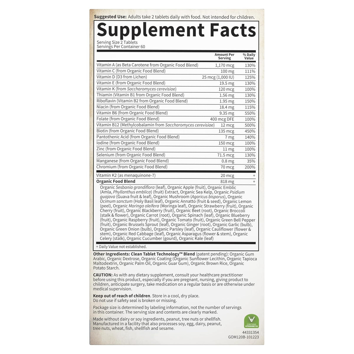 Garden of Life Organics Whole Food Multivitamin for Men, 120 Tablets, Vegan Mens Vitamins and Minerals for Mens Health and Well-Being, Certified Organic Vegan Mens Multi