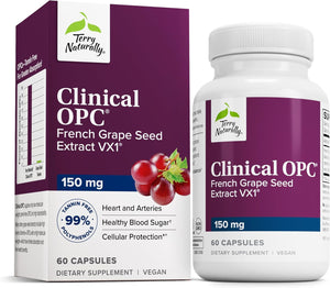 Terry Naturally Clinical OPC - Cardiovascular Health & Focus Support Supplement - Dietary Supplement with Grape Seed Extract & Sunflower Lecithin - Immune Support Supplement - 150 mg, 60 Softgels