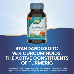 Nature's Way Turmeric, Premium Extract, Supports Joint Health*, Standardized to 95% Curcuminoids, 500 mg per Serving, Non-GMO Project Verified, 60 Tablets