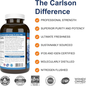 Carlson - The Very Finest Fish Oil, 700 mg Omega-3s, Norwegian Fish Oil Supplement, Wild Caught Omega-3 Fish Oil, Sustainably Sourced Fish Oil Capsules, Omega 3 Supplement, Lemon, 240 Softgels