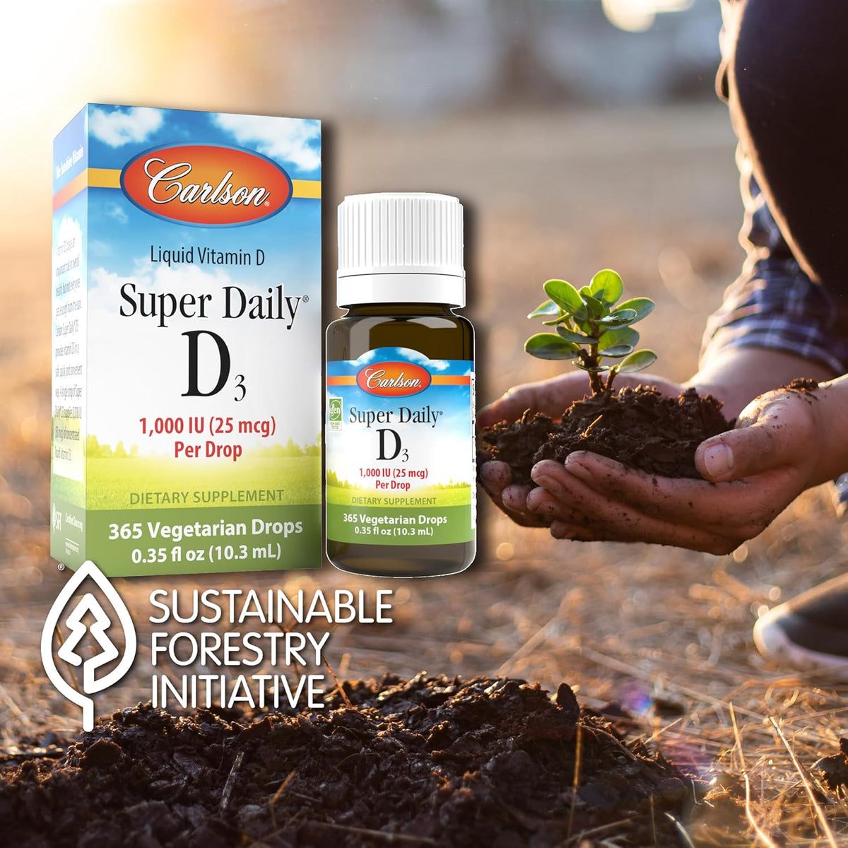 Carlson - Super Daily D3, 6000 IU (150 mcg) per Drop, Liquid Vitamin D3, 1-Year Supply, Non-GMO, Unflavored, 365 Vegetarian Drops (10.3 mL)