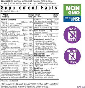 Bluebonnet Nutrition Ladies’ ONE 40+ Whole Food-Bed Multiple, Women Multivitamin for Women 40+, Soy-Free, Non-GMO, Gluten Free, 30 Vegetable Capsules, 30 Servings