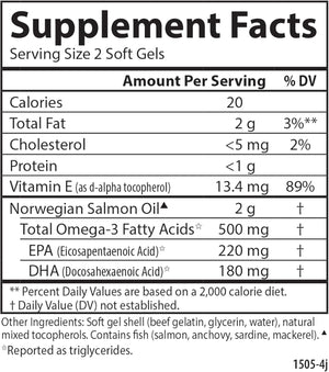 Carlson - Salmon Oil, 500 mg Omega-3s, Norwegian, Heart, Brain & Joint Health, 300 Softgels