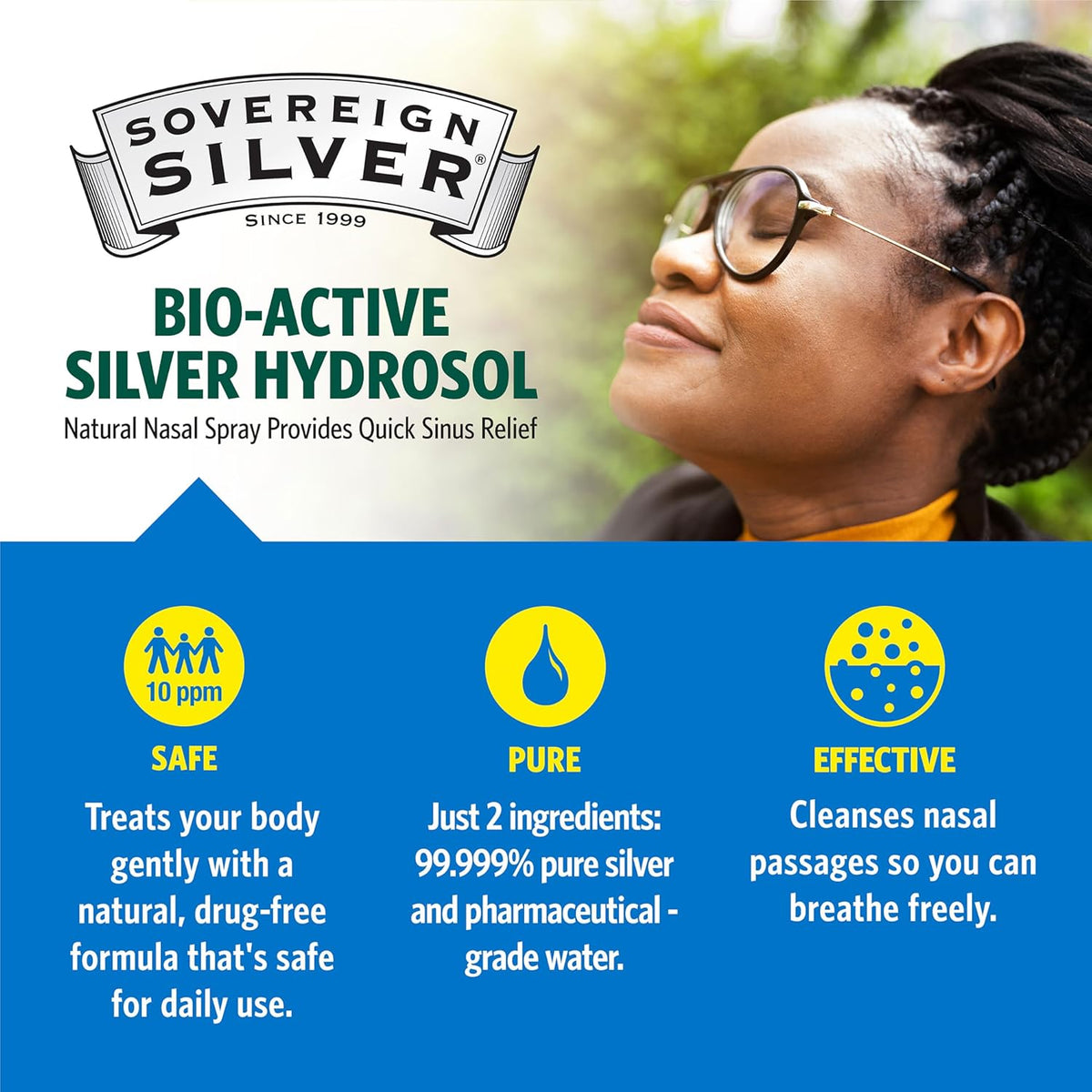 Sovereign Silver Bio-Active Silver Hydrosol for Immune Support - 10 ppm, 1 oz - Nasal Spray