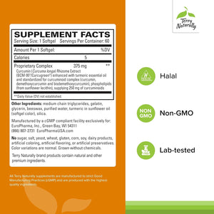 Terry Naturally CuraMed 375mg - Antioxidant Supplement for Brain & Immune Health Support - Dietary Supplement with Curcumin & Turmeric Essential Oil - Herbal Liver Support - 60 Softgels