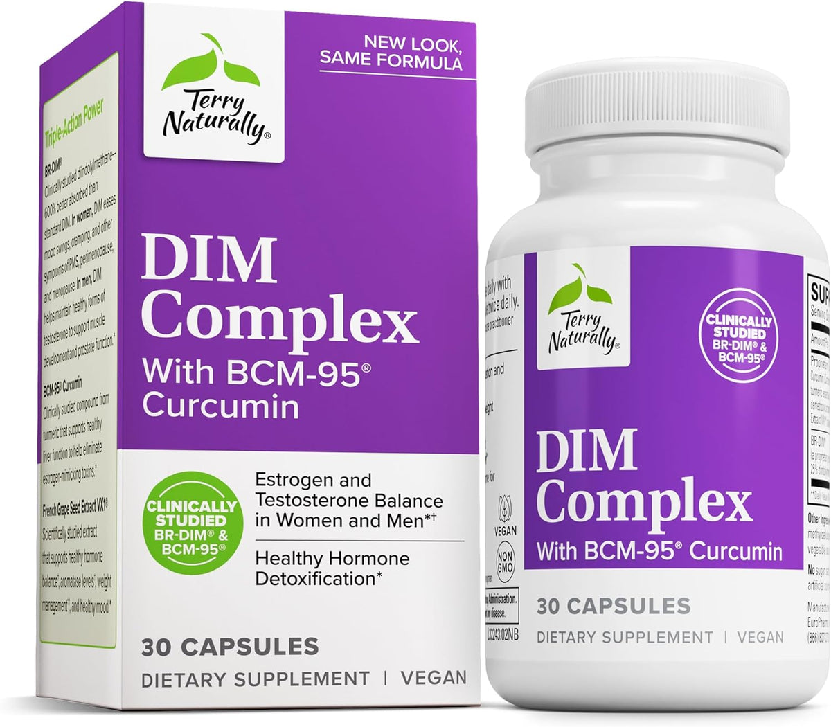 Terry Naturally DIM Complex - Dietary Supplement with BCM-95 Curcumin - Supplement to Support Healthy Hormone Balance, Liver Health & Menopause Symptom Relief - 30 Capsules