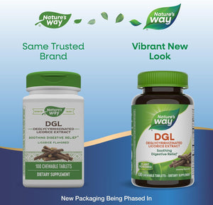Nature's Way DGL Chewable Tablet - Digestive Support & Relief* - Deglycyrrhizinated Licorice Extract - Gluten, Soy & Dairy Free - 100 Chewables
