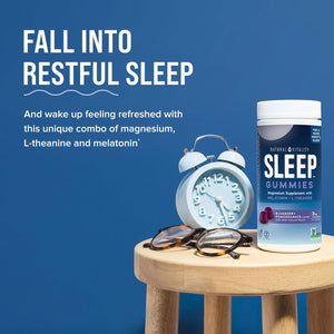 Natural Vitality SLEEP Gummies, Magnesium Supplement With Melatonin and L-Theanine, Vegan, Gluten Free, Helps the Body Ease Into Sleep, Blueberry Pomegranate 120 Count