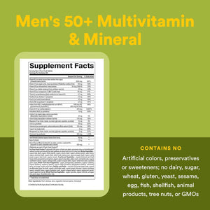 Natural Factors Whole Earth & Sea Men's 50+ Multivitamin & Mineral - Daily Nutritional Support Multivitamin - Supports Brain Health & Immune System Function - Vegan - 120 Tablets (60 Servings)