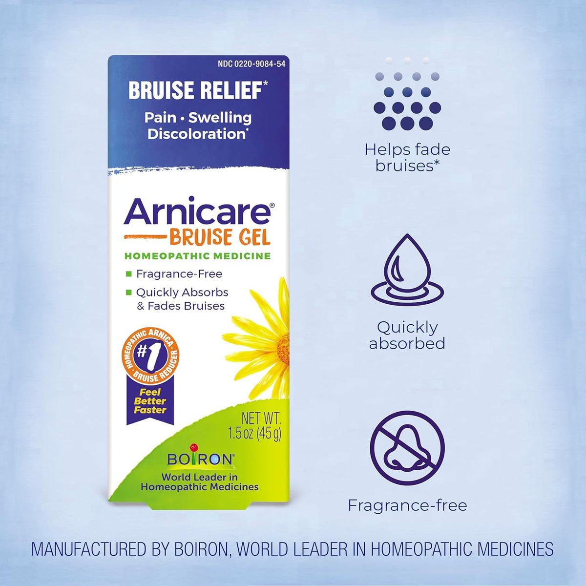 Boiron Arnicare Bruise Gel for Relief of Pain, Inflammation or Swelling, Soreness, and Discoloration - Non-greasy and Fragrance-Free - 1.5 oz