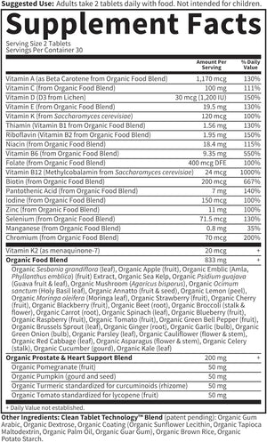 Garden of Life Organics Whole Food Multivitamin for Men 40+, 60 Tablets, Vegan Mens Multi for Health, Well-Being Certified Organic Whole Food Vitamins, Minerals for Men Over 40, Mens Vitamins