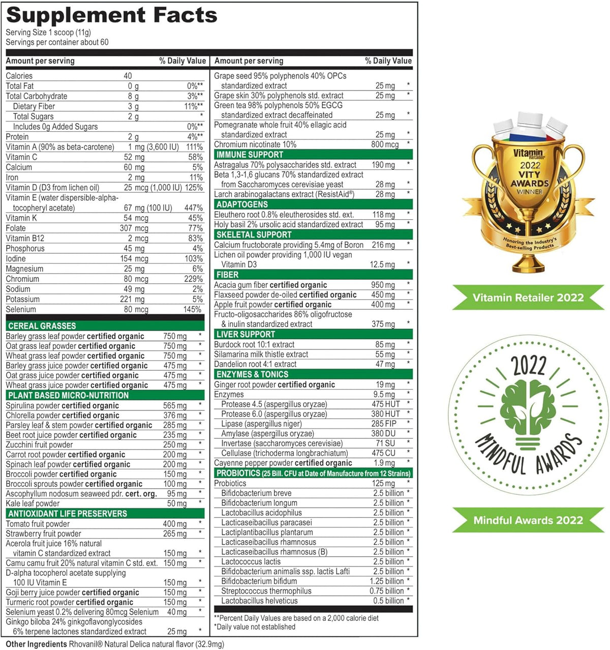 Vibrant Health Green Vibrance Powder, 23.37 oz