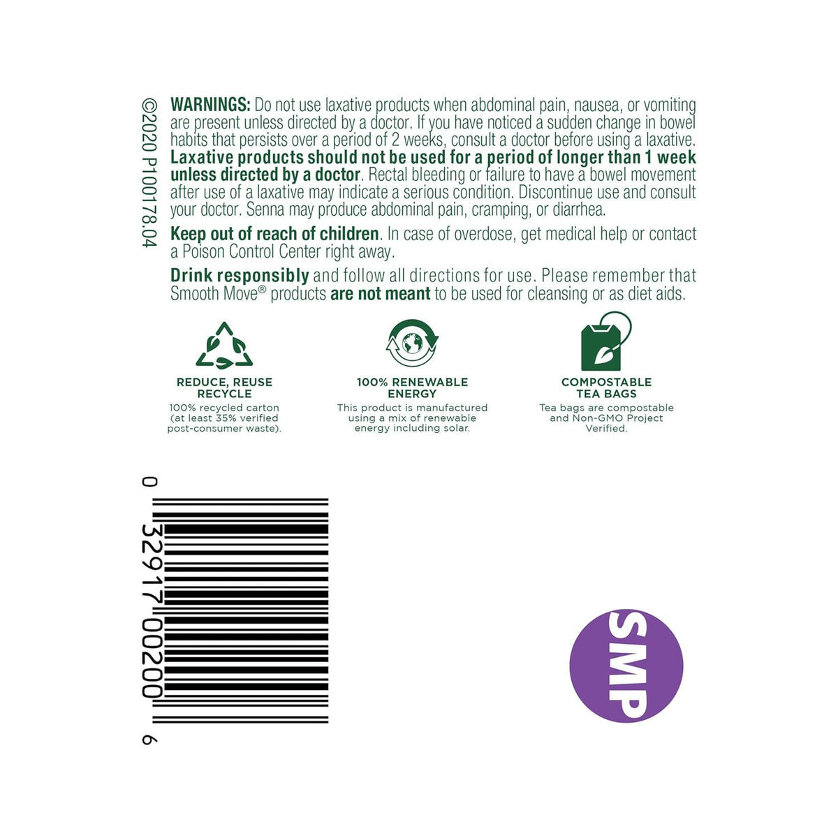 Traditional Medicinals Tea, Organic Smooth Move Peppermint, Relieves Occasional Constipation, Senna, 16 Tea Bags