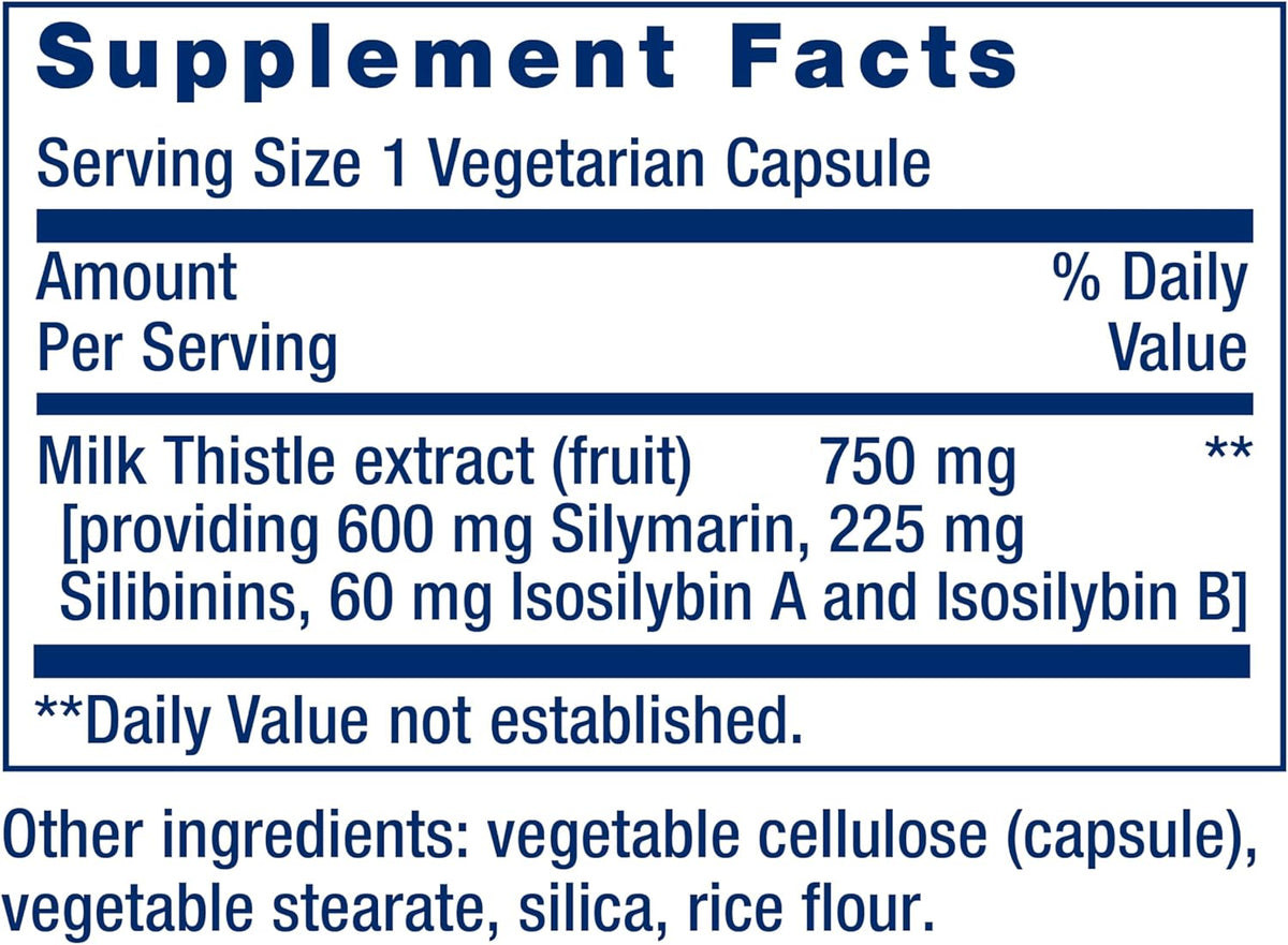 Life Extension Milk Thistle, silymarin, silibinins, isosilybin A & B, Delivers Full-Spectrum Milk Thistle Benefits for Liver Health, Non-GMO, Gluten-Free, Vegetarian, 60 Capsules