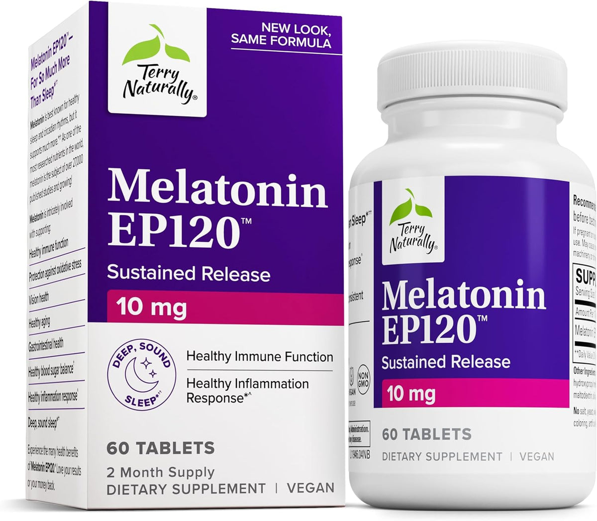Terry Naturally Melatonin EP 120 10mg - Sleep Support Supplement with Antioxidants - Gluten-Free Supplement for Healthy Sleep - Dietary Supplement to Aid Healthy Aging &amp; Immune Health - 60 Tablets