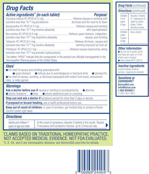 Boiron NauseaCalm Relief for Upset Stomach, Nausea, and Vomiting Due to Stomach Flu, Overindulgence, or Motion Sickness - Non-Drowsy - 60 Count