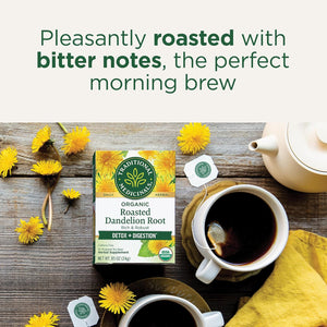 Traditional Medicinals Organic Roasted Dandelion Root Herbal Tea, Supports Healthy Digestion, (Pack of 1) - 16 Tea Bags