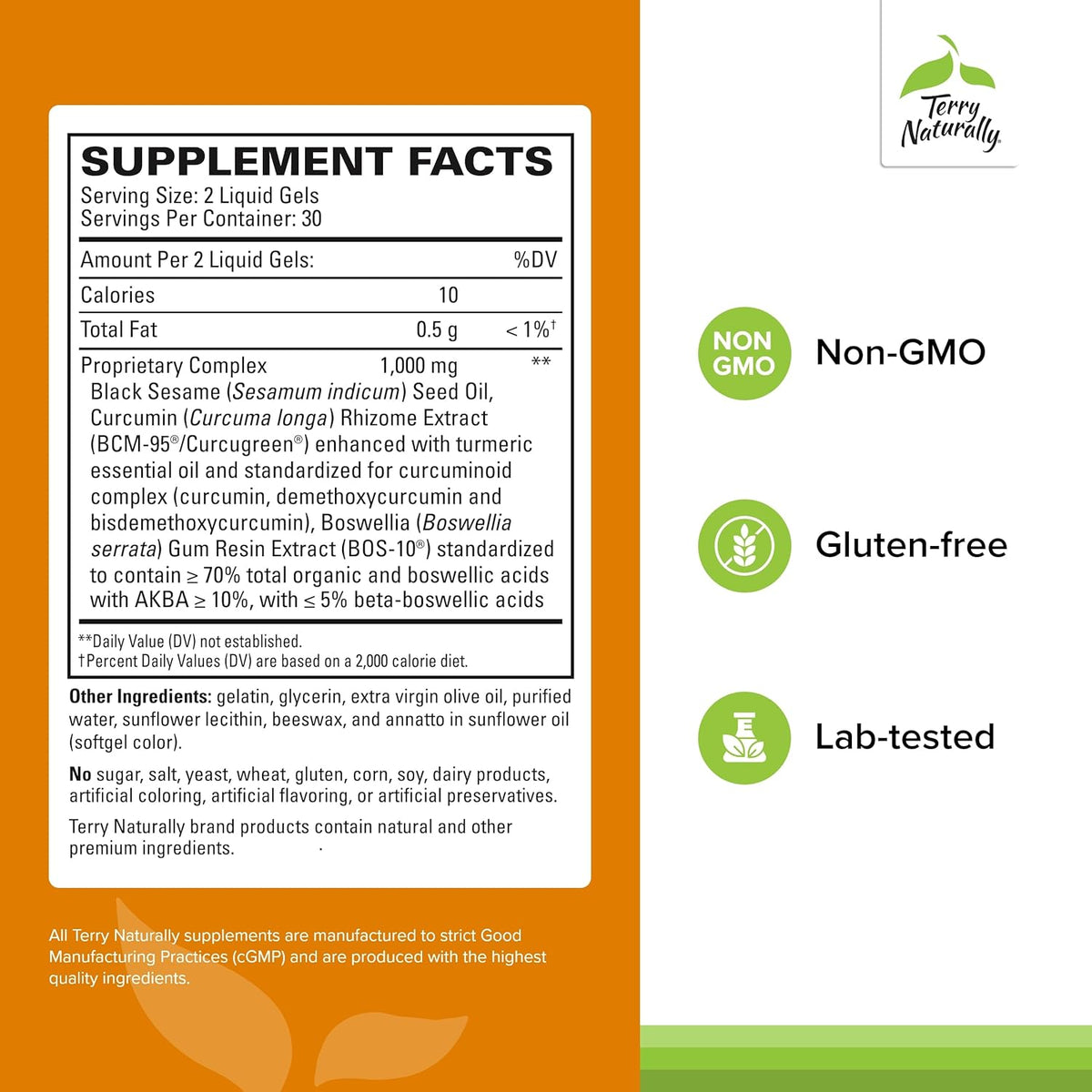 Terry Naturally CuraMed Acute Pain Relief - Supplement with BCM-95 Curcumin &amp; BOS-10 Boswellia - Black Sesame Seed Oil to Support Relief of Occasional Discomfort - 60 Liquid Gels