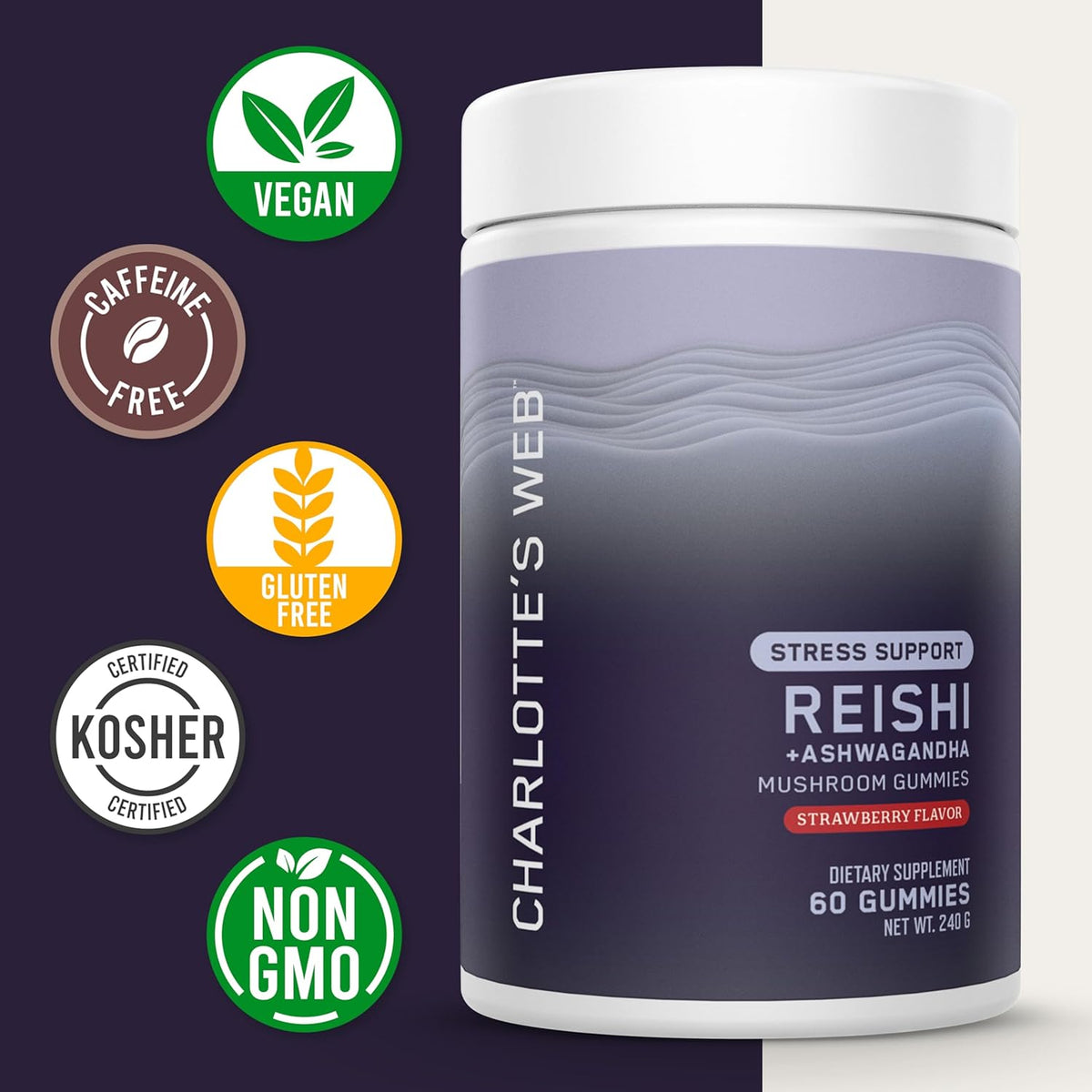 CHARLOTTE’S WEB REISHI STRESS SUPPORT GUMMIES 60GUMMIES