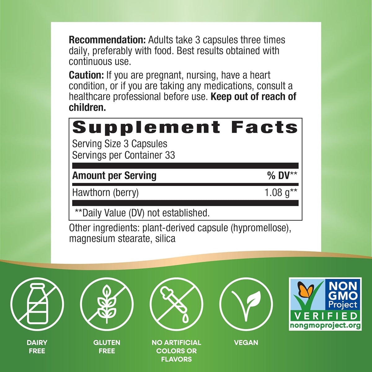 Nature&#39;s Way Herbal Hawthorn Berries, Traditional Heart Health Support*, 100 Vegan Capsules