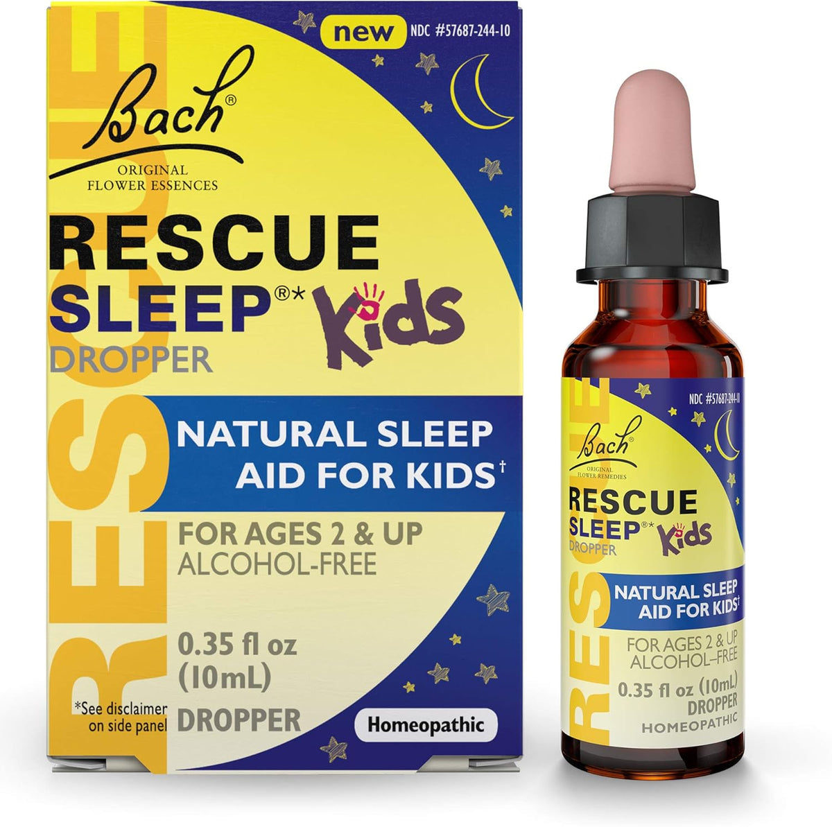 Bach RESCUE SLEEP KIDS Dropper 10mL, Natural Sleep & Stress Relief Aid, Homeopathic Flower Essence, Free of Melatonin, Sugar & Gluten, Kid-Friendly, Non-alcohol Formula
