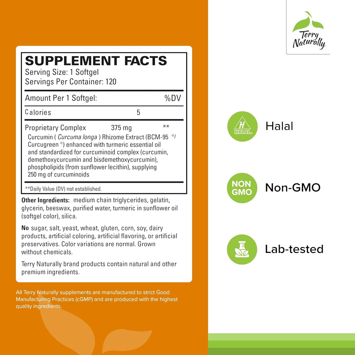 Terry Naturally CuraMed 375mg - Antioxidant Supplement for Brain &amp; Immune Health Support - Dietary Supplement with Curcumin &amp; Turmeric Essential Oil - Herbal Liver Support - 120 Softgels