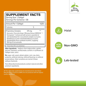 Terry Naturally CuraMed 375mg - Antioxidant Supplement for Brain & Immune Health Support - Dietary Supplement with Curcumin & Turmeric Essential Oil - Herbal Liver Support - 120 Softgels
