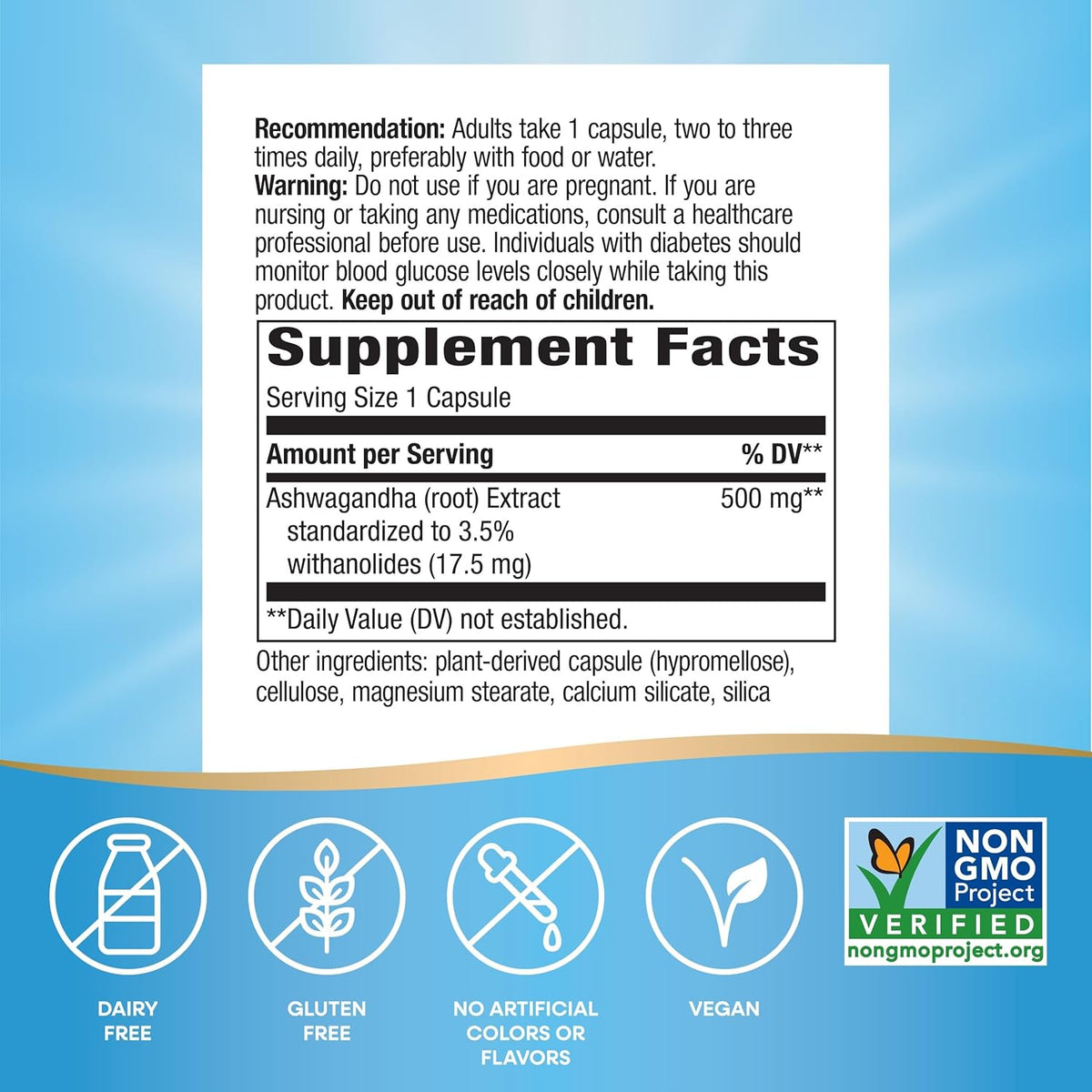 Nature&#39;s Way Ashwagandha, Reduces Stress*, Premium Extract, Adaptogenic*, Non-GMO Project Verified, Vegan, 60 Capsules