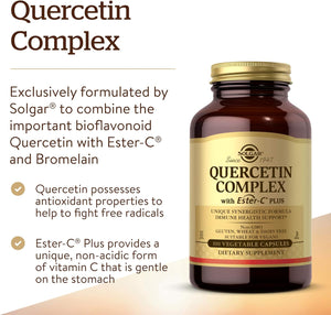 Solgar Quercetin Complex with EsterC Plus Vegetable Capsules Supports Immune Health Antioxidant Gentle on the Stomach Vitamin C NonGMO Vegan Gluten Free Dairy Free 50 Servings, Standard Packaging, 100 Count