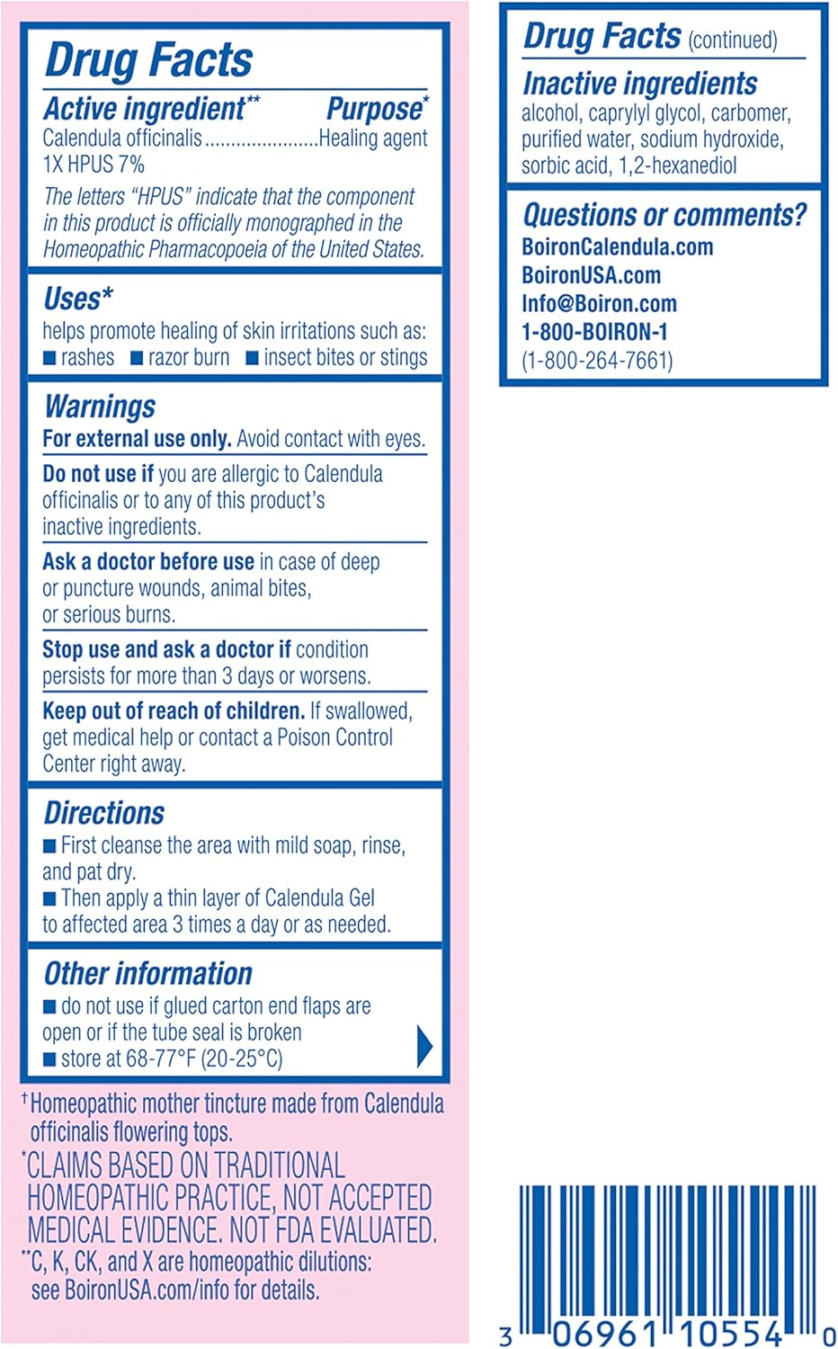 Boiron Calendula Gel for Relief from Rashes, Razor Burn, or Insect Bites - Non-Greasy and Fragrance-Free - 1.5 oz