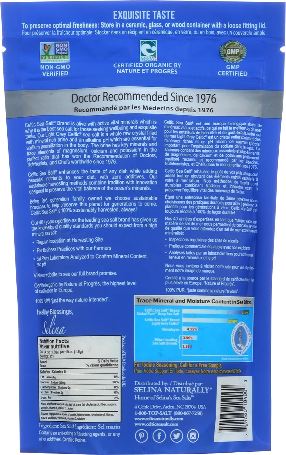 Celtic Sea Salt, Light Grey Pouch, 8 oz