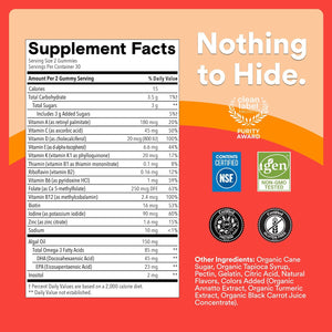 SmartyPants Kids Multivitamin Gummies with Omega 3 DHA/EPA, Vitamins D3, C, B12, B6, A, K, and Zinc, Gluten Free, Clean Label, Three Fruit Flavors, 60 Gummies (30 Day Supply)
