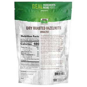 NOW Foods, Real Food, Dry Roasted & Unsalted Hazlenuts, Non-GMO, Vegan, Grown in the USA, 16 oz (454 g)