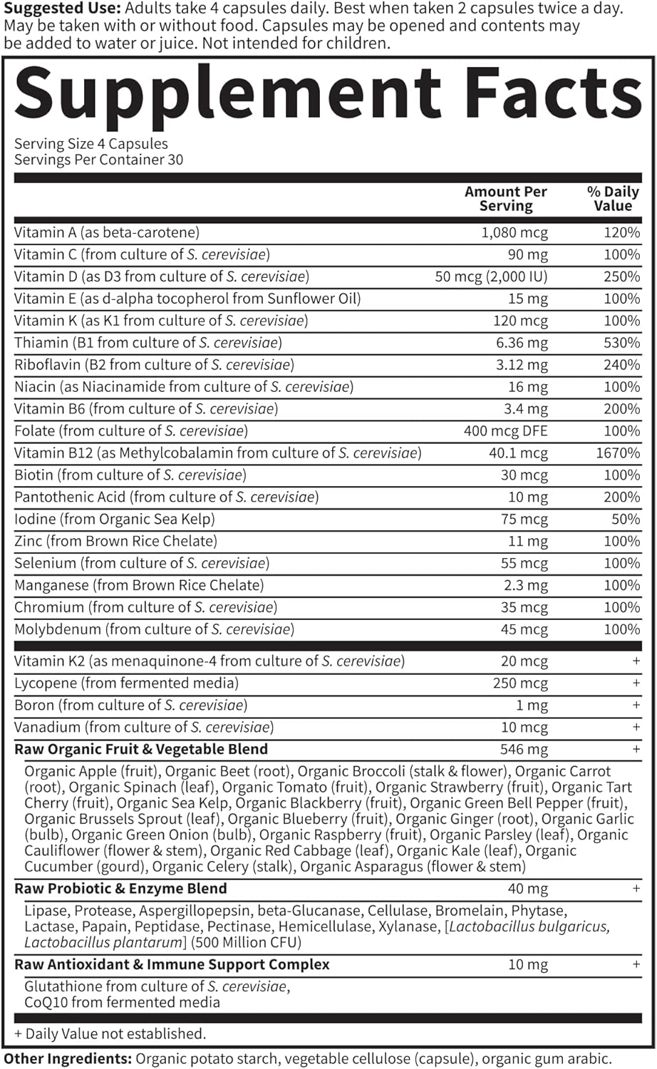 Garden of Life Multivitamin for Men, Vitamin Code 50 &amp; Wiser Men&#39;s Raw Whole Food Vitamin Supplement with Probiotics, Vegetarian, 120 Capsules