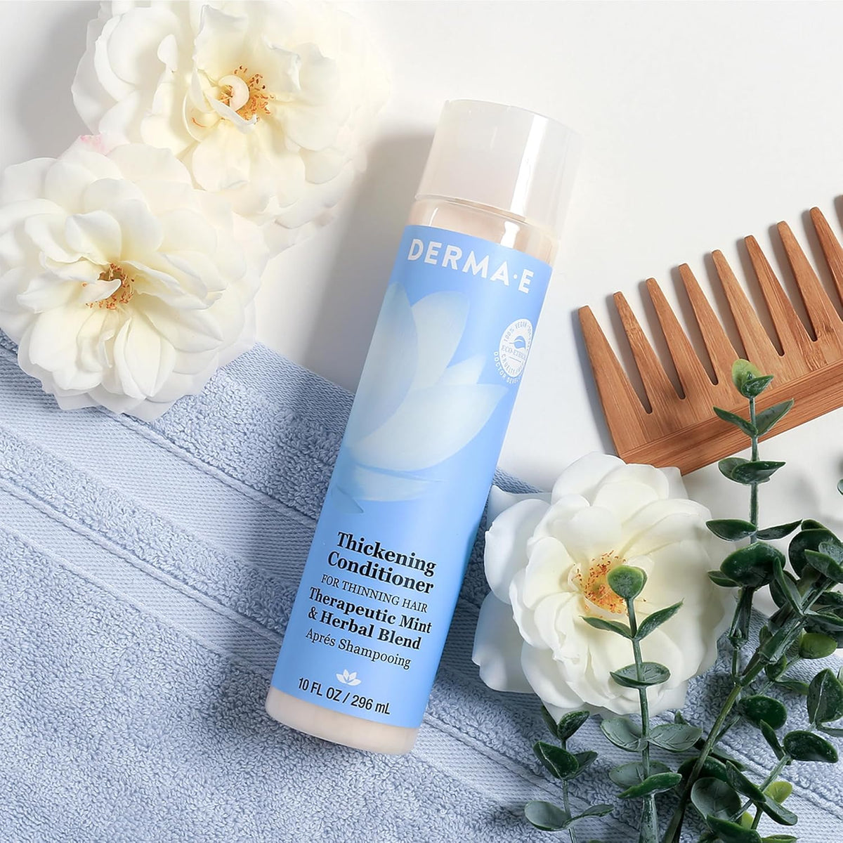 Derma E Thickening Conditioner for Thinning Hair and Natural Growth – Sulfate Free Therapeutic Mint and Herbal Hair Food Conditioner, 10 oz