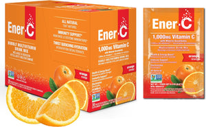 Ener-C Orange Multivitamin Drink Mix Powder Vitamin C 1000mg & Electrolytes with Real Fruit Juice Natural Energy & Immune Support for Women & Men - Non-GMO Vegan & Gluten Free - 30 Count