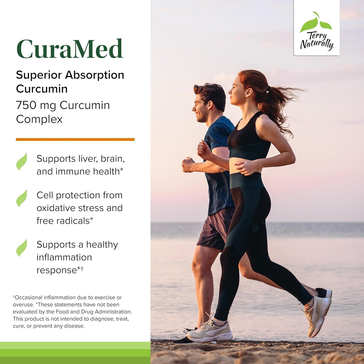 Terry Naturally CuraMed 750mg - Antioxidant Supplement for Brain &amp; Heart Health Support - Dietary Supplement with High-Potency Curcumin Complex - Kidney, Liver &amp; Immune Health Support - 120 Softgels