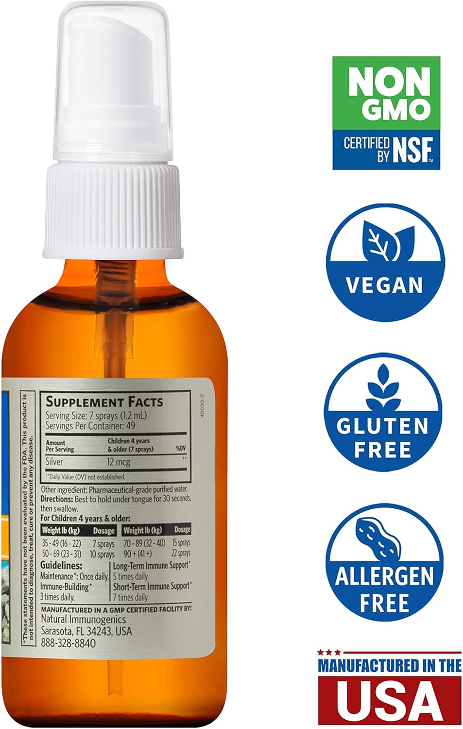 Sovereign Silver Bio-Active Silver Hydrosol™ For Kids Daily Immune Support Fine Mist Spray, 10 ppm, 2 fl oz