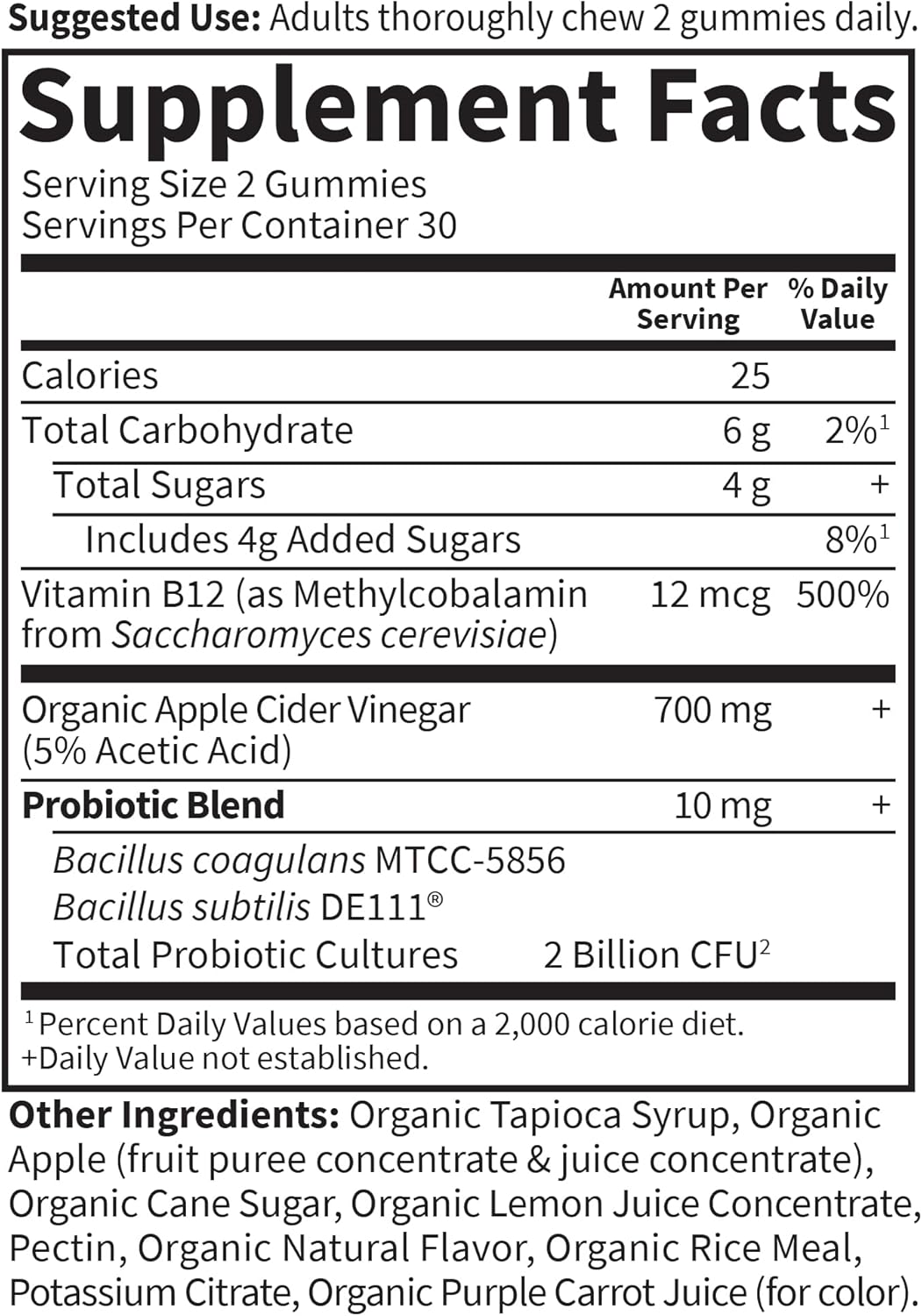 Garden of Life Apple Cider Vinegar Probiotic Gummies USDA Organic ACV Gummy Vitamins, 2 Billion CFUs, Whole Food Vitamin B12-60 Vegan, Non-GMO Gummies for Digestion &amp; Immunity