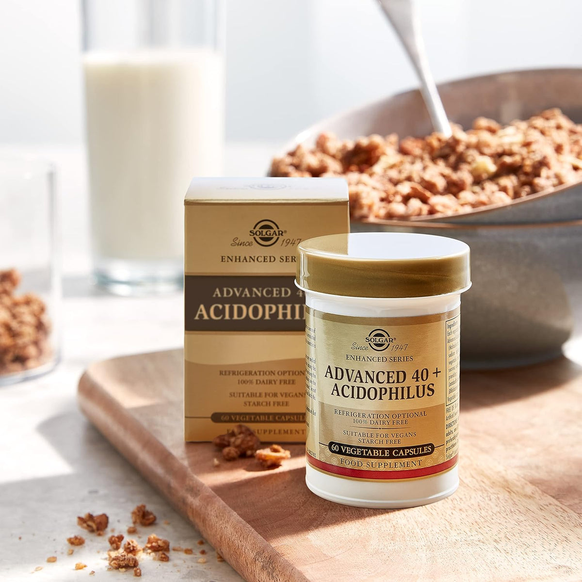 Solgar Advanced 40+ Acidophilus, 120 Vegetable Capsules - Supports Healthy Intestinal Flora - 1.5 Billion Microorganisms Per Serving - Gluten, Dairy, Lactose &amp; Milk Free - Vegetarian - 120 Servings