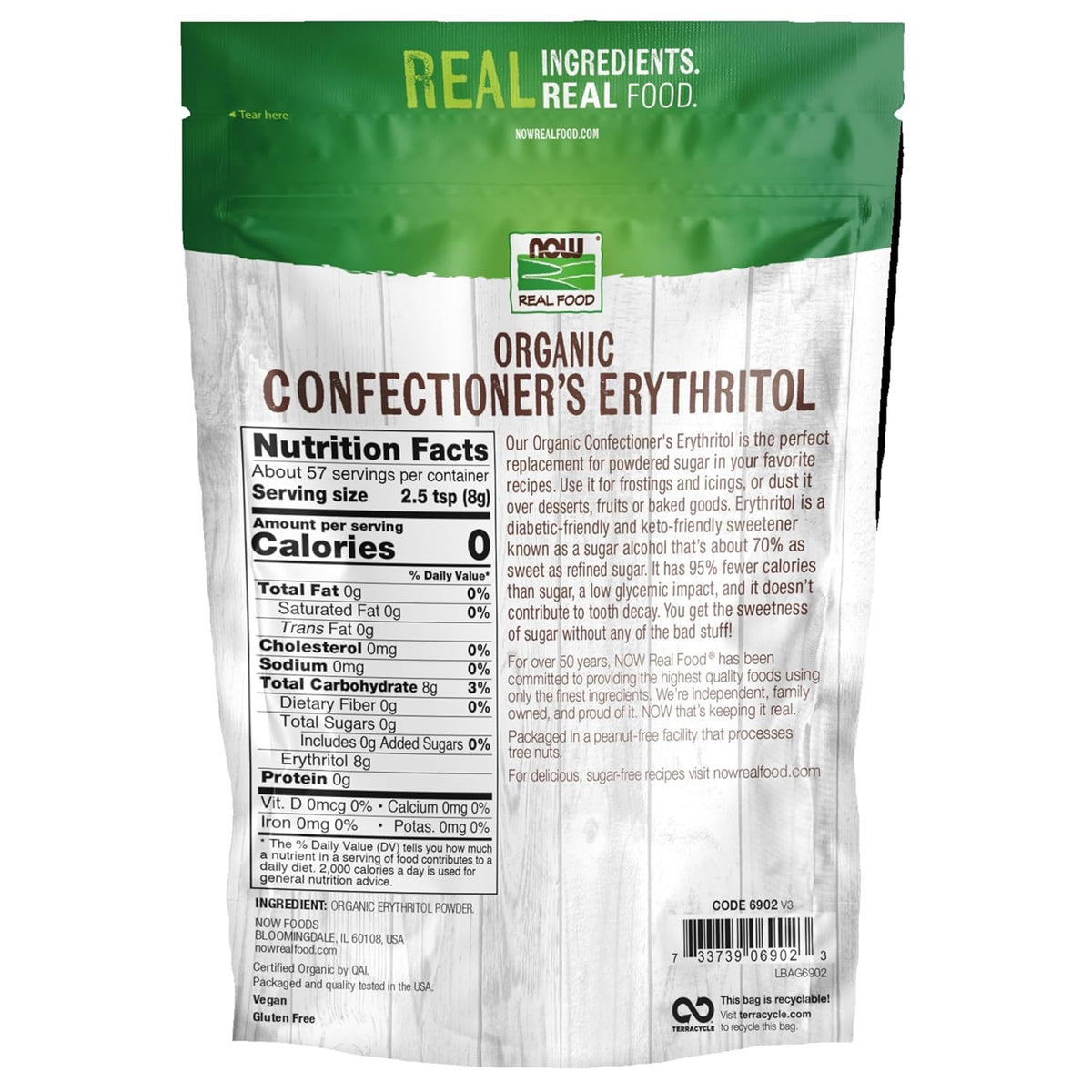 Organic Confectioner's Erythritol Powder, Replacement for Powdered Sugar, Zero Calories, 1-Pound