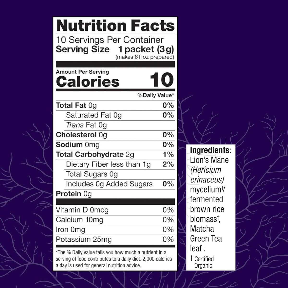 Host Defense MycoBrew Matcha - Matcha Drink Mix - Matcha Green Tea Powder that Includes Lion&#39;s Mushroom - Drink Mix with Organic Matcha Tea - 10 Packets (10 Servings)