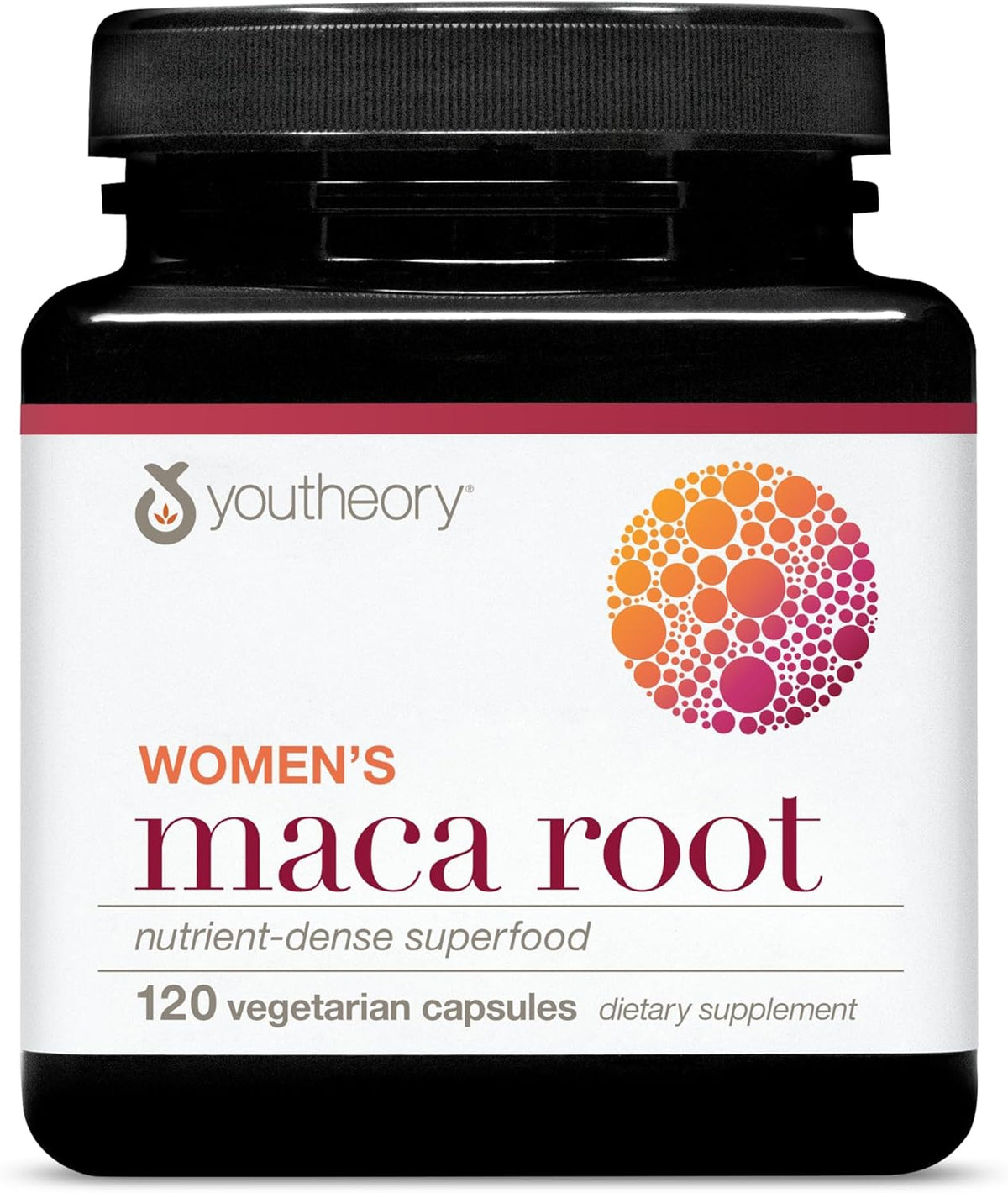 Youtheory Women&#39;s Maca Root - Vegan Energy &amp; Menopause Support Supplement with Peruvian Ginseng* - Premium Supplement for Women - Dairy, Soy &amp; Gluten Free - 120 Vegetarian Capsules