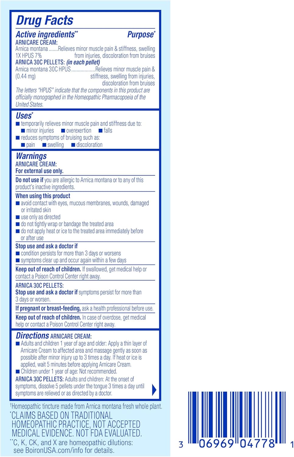 Boiron Arnicare Gel and Arnica 30c Value Pack for Pain Relief, Muscle Soreness, and Swelling from Bruising or Injury - 2.6 oz + 80 Pellet Tube