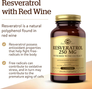 Resveratrol 250 mg with Red Wine Extract 60 Softgels